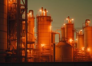 refinery-illuminates-dusk-with-fuel-storage-tanks-generated-by-ai